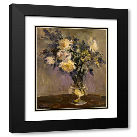 Evening Vase Black Modern Wood Framed Art Print with Double Matting by Yellow Cafe