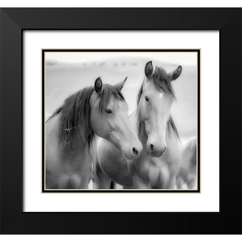 Horse Friends Black Modern Wood Framed Art Print with Double Matting by Yellow Cafe