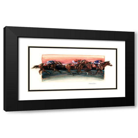 Horse Race Black Modern Wood Framed Art Print with Double Matting by Yellow Cafe