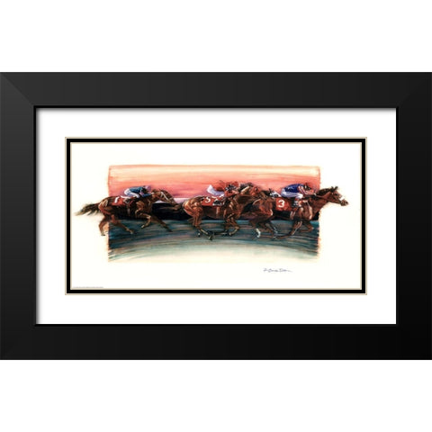 Horse Race Black Modern Wood Framed Art Print with Double Matting by Yellow Cafe
