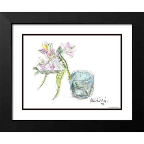 Flower III Black Modern Wood Framed Art Print with Double Matting by Yellow Cafe