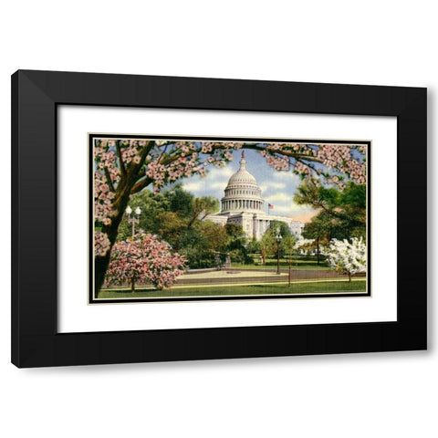 US Capitol Black Modern Wood Framed Art Print with Double Matting by Yellow Cafe