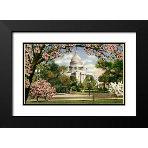 US Capitol Black Modern Wood Framed Art Print with Double Matting by Yellow Cafe