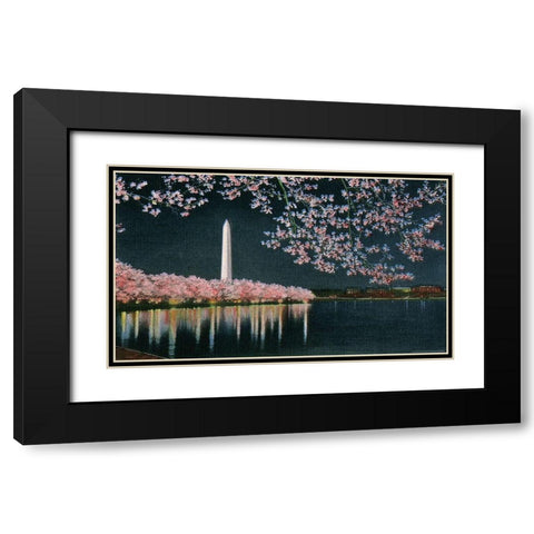 Washington at Night Black Modern Wood Framed Art Print with Double Matting by Yellow Cafe