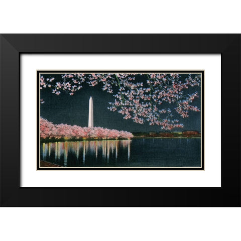 Washington at Night Black Modern Wood Framed Art Print with Double Matting by Yellow Cafe