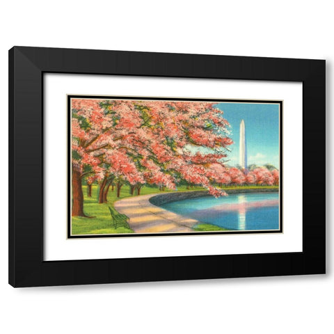 Washington DC Black Modern Wood Framed Art Print with Double Matting by Yellow Cafe