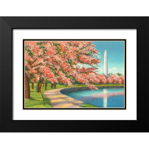 Washington DC Black Modern Wood Framed Art Print with Double Matting by Yellow Cafe