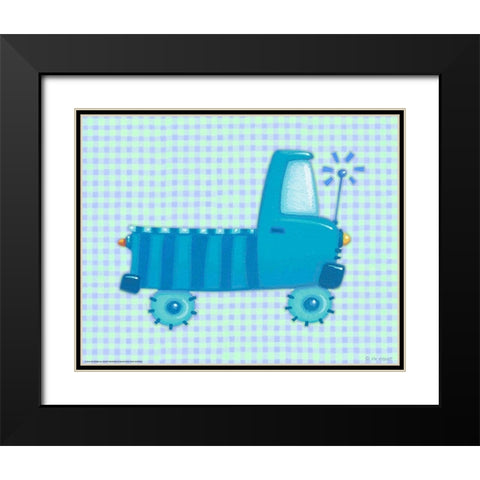 Blue Truck Black Modern Wood Framed Art Print with Double Matting by Yellow Cafe