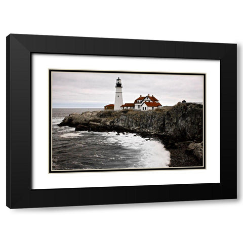 Lighthouse Black Modern Wood Framed Art Print with Double Matting by Yellow Cafe