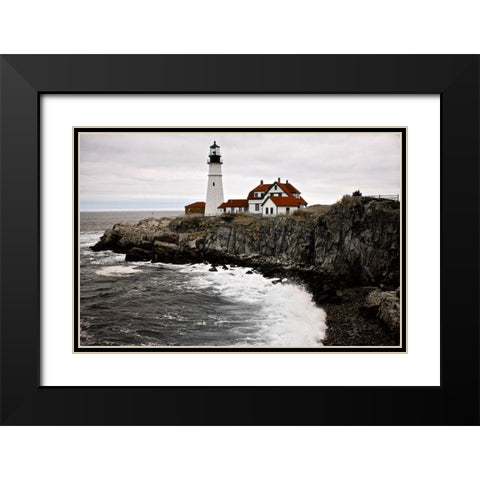 Lighthouse Black Modern Wood Framed Art Print with Double Matting by Yellow Cafe