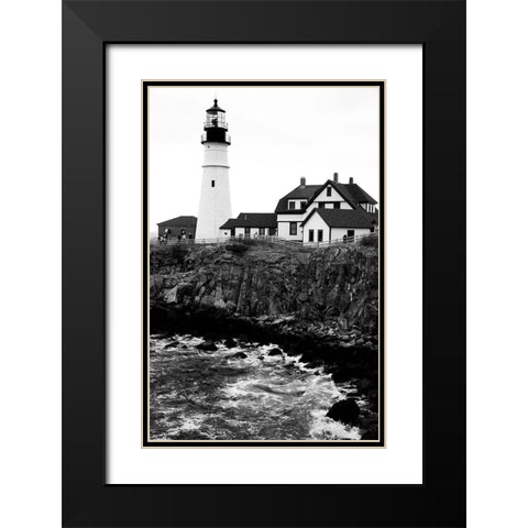 Black and Lighthouse Black Modern Wood Framed Art Print with Double Matting by Yellow Cafe