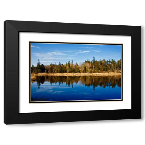 Lake Reflections Black Modern Wood Framed Art Print with Double Matting by Yellow Cafe