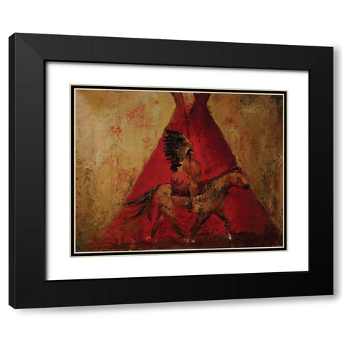 Native American Scene Black Modern Wood Framed Art Print with Double Matting by Yellow Cafe