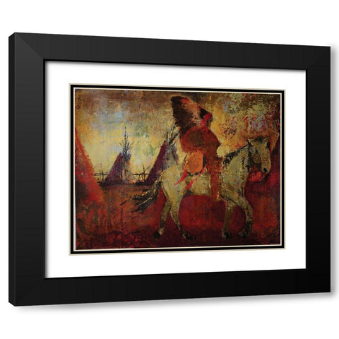 Native American Scene II Black Modern Wood Framed Art Print with Double Matting by Yellow Cafe