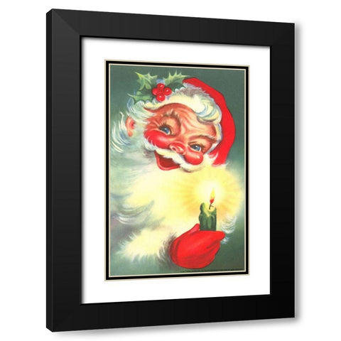Santa Candle Black Modern Wood Framed Art Print with Double Matting by Yellow Cafe