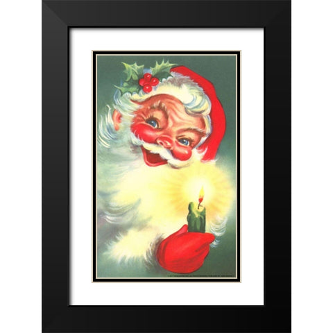 Santa Candle Black Modern Wood Framed Art Print with Double Matting by Yellow Cafe