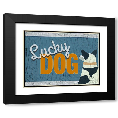 Lucky Dog Black Modern Wood Framed Art Print with Double Matting by Yellow Cafe