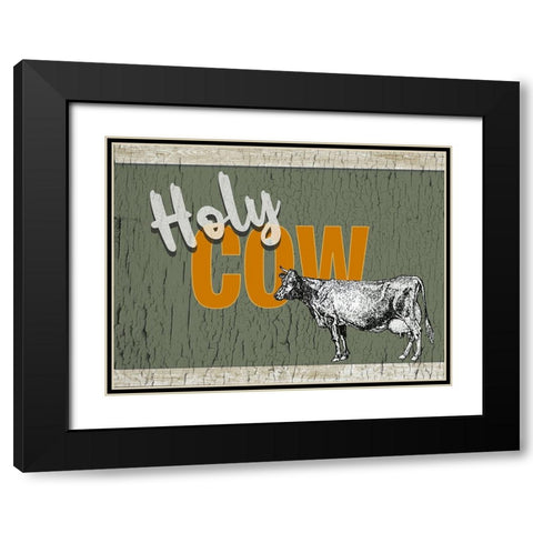 Holy Cow Black Modern Wood Framed Art Print with Double Matting by Yellow Cafe