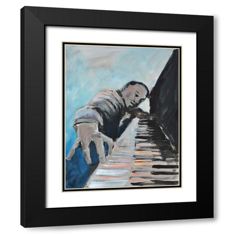 Piano Man Black Modern Wood Framed Art Print with Double Matting by Yellow Cafe