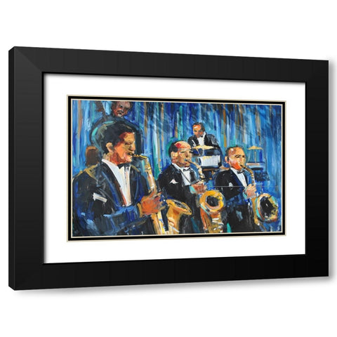 Horn Section Black Modern Wood Framed Art Print with Double Matting by Yellow Cafe