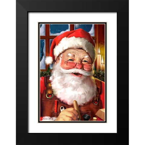 Working Santa Black Modern Wood Framed Art Print with Double Matting by Yellow Cafe