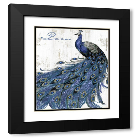 Cobalt Peacock Black Modern Wood Framed Art Print with Double Matting by Sommers, Mindy