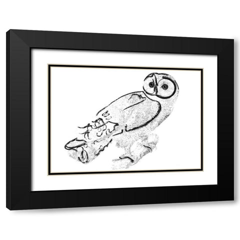 Owl Black Modern Wood Framed Art Print with Double Matting by Sommers, Mindy