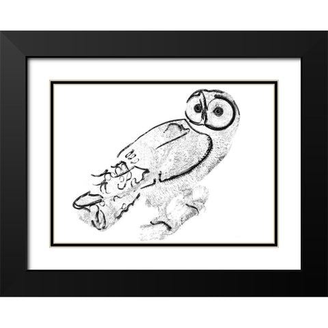 Owl Black Modern Wood Framed Art Print with Double Matting by Sommers, Mindy