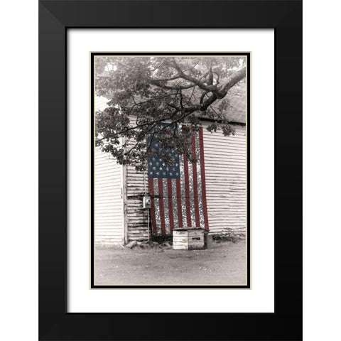 Barn Flag II Black Modern Wood Framed Art Print with Double Matting by Sommers, Mindy