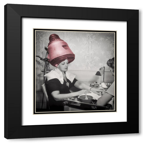 Pink Hair Dryer Black Modern Wood Framed Art Print with Double Matting by Sommers, Mindy