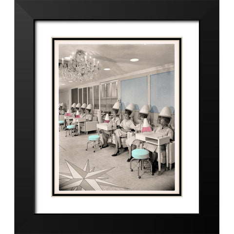 Vintage Hair Salon Black Modern Wood Framed Art Print with Double Matting by Sommers, Mindy