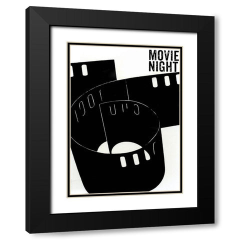 Movie Night Black Modern Wood Framed Art Print with Double Matting by Sommers, Mindy