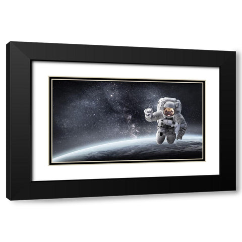 Pug in Space Black Modern Wood Framed Art Print with Double Matting by Sommers, Mindy