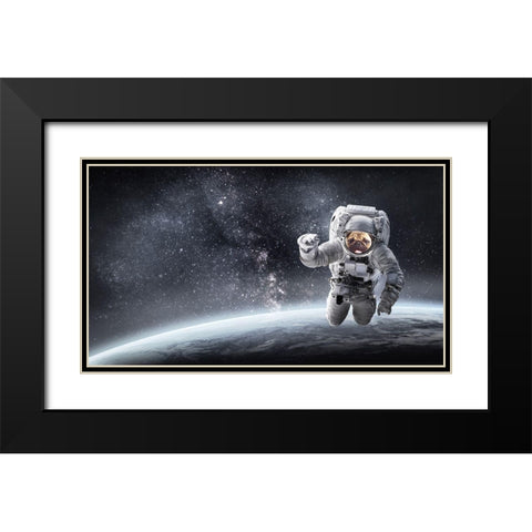 Pug in Space Black Modern Wood Framed Art Print with Double Matting by Sommers, Mindy