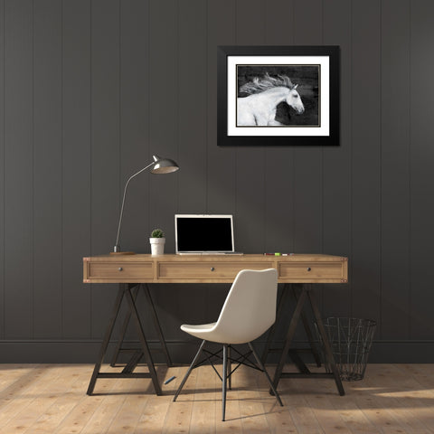 White Horse Black Modern Wood Framed Art Print with Double Matting by Sommers, Mindy