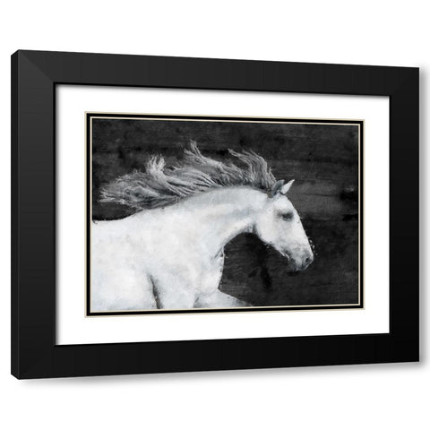 White Horse Black Modern Wood Framed Art Print with Double Matting by Sommers, Mindy