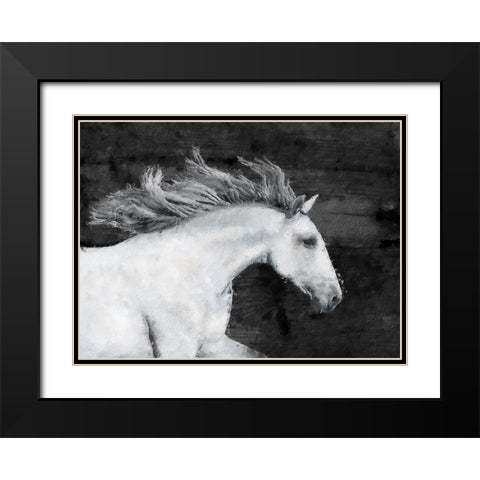 White Horse Black Modern Wood Framed Art Print with Double Matting by Sommers, Mindy