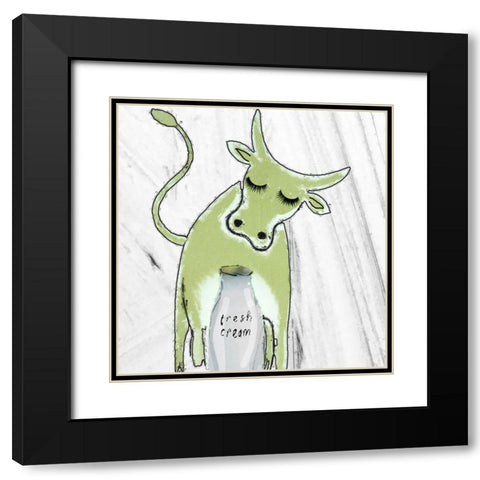Green Cow Black Modern Wood Framed Art Print with Double Matting by Sommers, Mindy