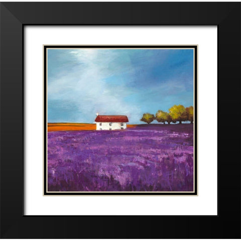 Field of Lavender Black Modern Wood Framed Art Print with Double Matting by Bloom, Philip