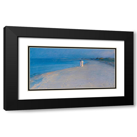 Summer evening at the South Beach, Skagen Black Modern Wood Framed Art Print with Double Matting by KrÃ¸yer, Peder Severin