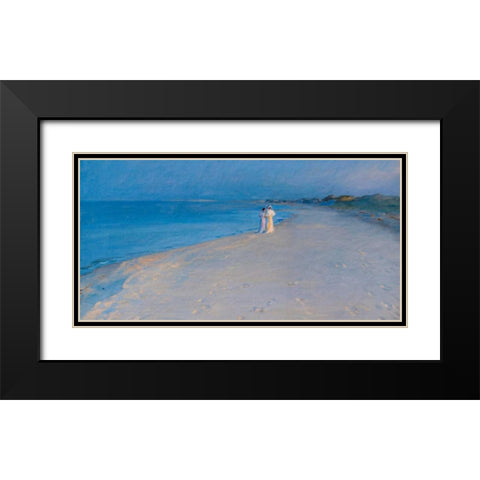 Summer evening at the South Beach, Skagen Black Modern Wood Framed Art Print with Double Matting by KrÃ¸yer, Peder Severin