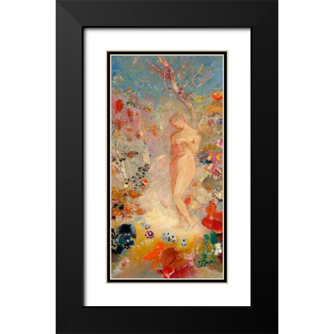 Pandora Black Modern Wood Framed Art Print with Double Matting by Redon, Odilon