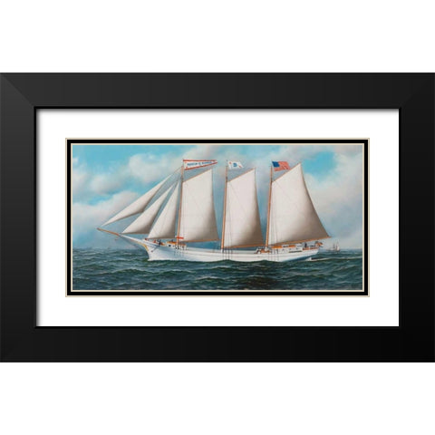 Three Masted Schooner Andrew C. Pierce Black Modern Wood Framed Art Print with Double Matting by Jacobsen, Antonio Nicolo Gasparo