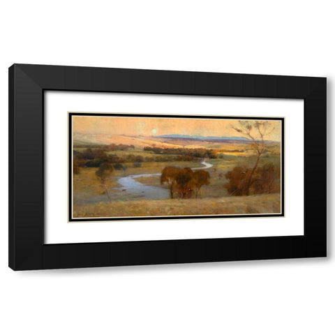 Still glides the stream, and shall for ever glide Black Modern Wood Framed Art Print with Double Matting by Streeton, Arthur