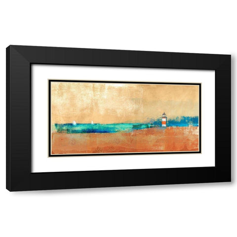 Coast Line and Lighthouse Black Modern Wood Framed Art Print with Double Matting by Alex, Blanco