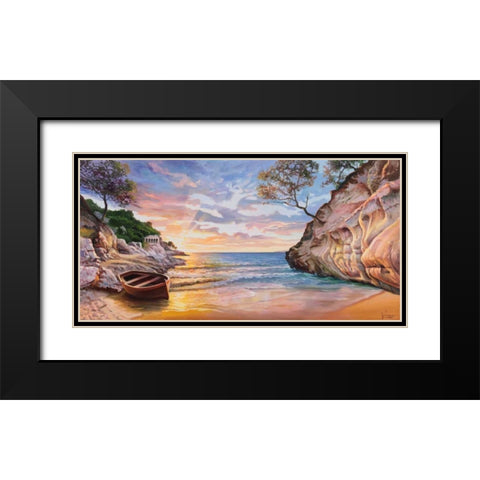 Caletta al tramonto Black Modern Wood Framed Art Print with Double Matting by Galasso, Adriano