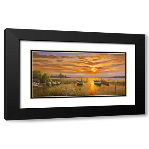 Laguna al tramonto Black Modern Wood Framed Art Print with Double Matting by Galasso, Adriano