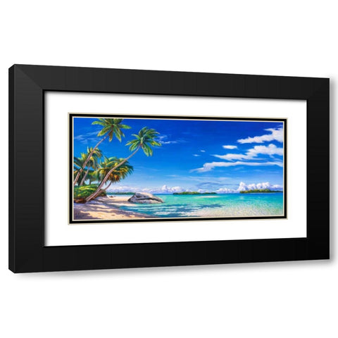 Spiaggia tropicale Black Modern Wood Framed Art Print with Double Matting by Galasso, Adriano