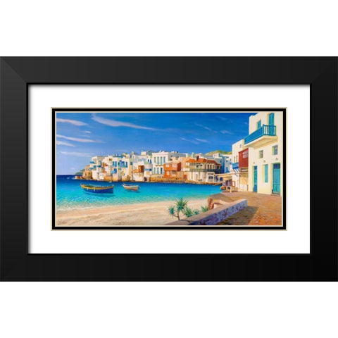 Mykonos Black Modern Wood Framed Art Print with Double Matting by Galasso, Adriano