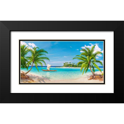 Baia tropicale Black Modern Wood Framed Art Print with Double Matting by Galasso, Adriano